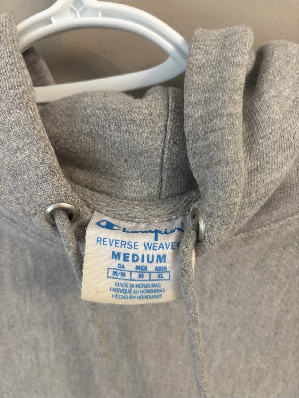 Champion Light Gray Pullover Hoodie with Embroidered Logo - Picture 2 of 3